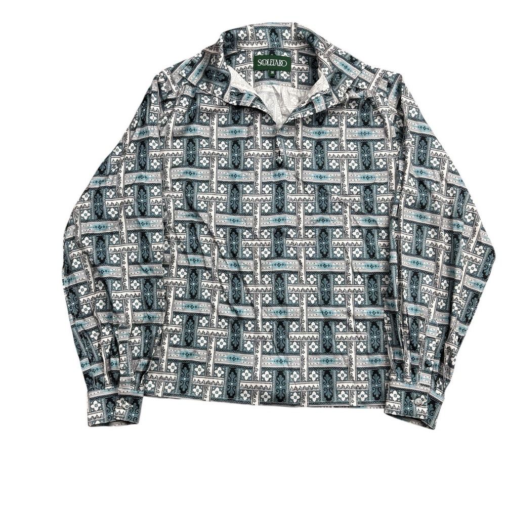 Souleiado Silk Top Women's 36/XS Blue Floral Paisley Long Sleeve Blouse